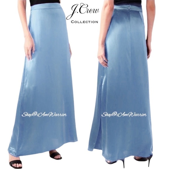 J.Crew Collection NWT sky blue fluid silk charmeuse maxi skirt  *shop@iamwarrior - Picture 2 of 13